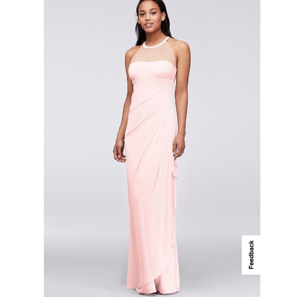 David’s Bridal Sleeveless Long Mesh Dress with Illusion Neckline PETAL - SIZE 4